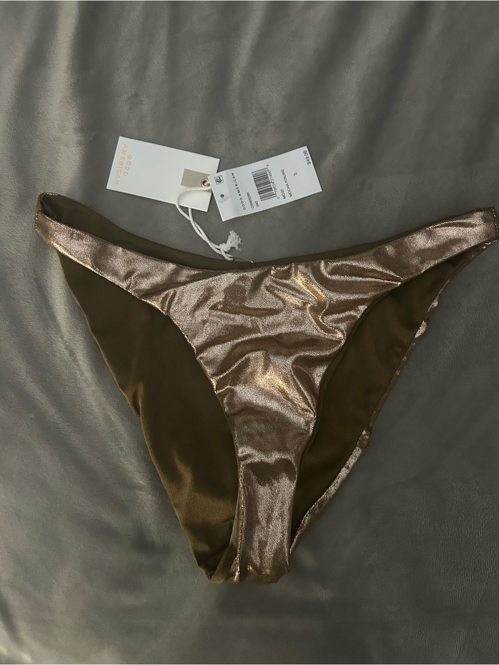 Good American Metallic Bronze Bikini Bottoms NWT